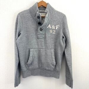 Y2K Vintage Abercrombie & Fitch 92 Gray 3 Buttons Sweatshirt Men Muscle Small